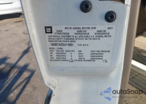 2002 GMC Yukon Xl 1500 Slt from USA, damaged, VIN 1GKEC16Z22J116651